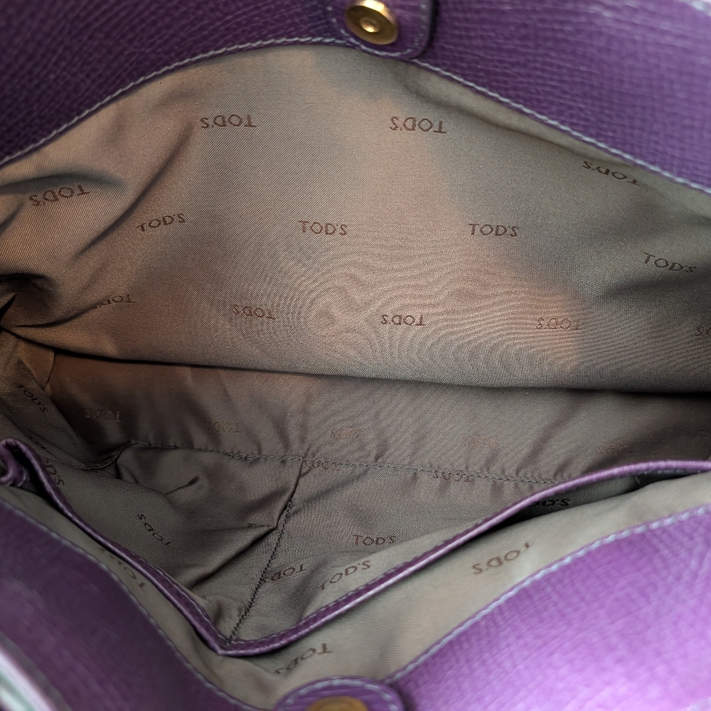 Tod's Purple Leather Satchel Handbag with Adjustable Strap - Picture 8 of 15